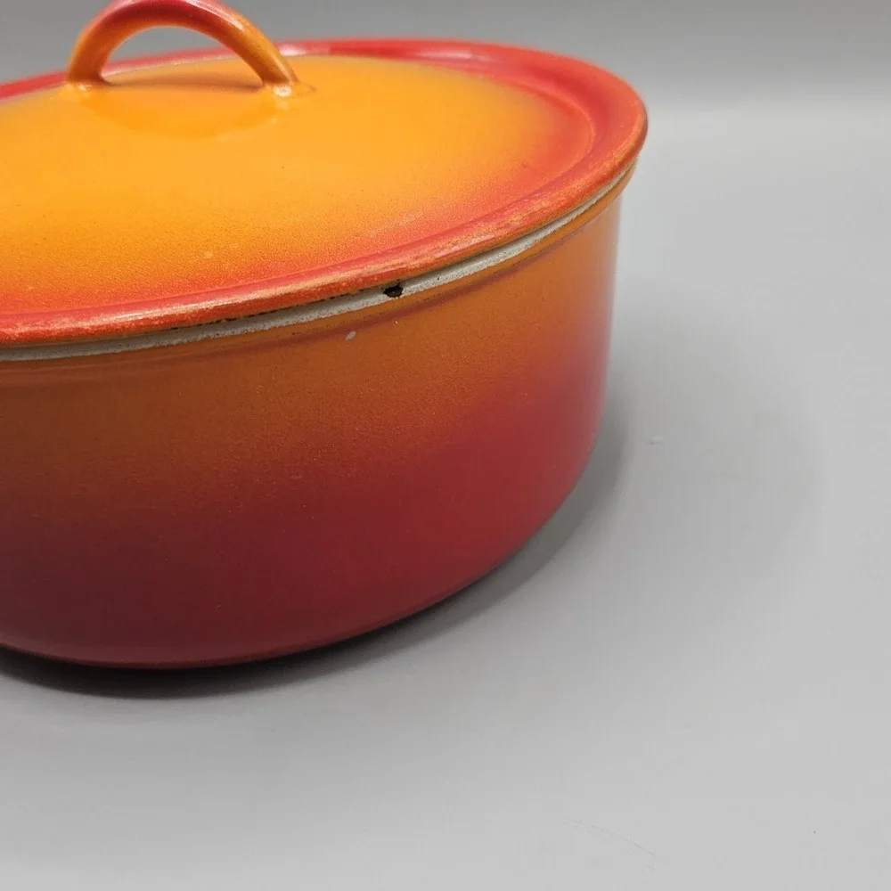 Vintage Orange Flame Descoware FE-18‎ Sauce Pan 3 QT With Lid Belgium